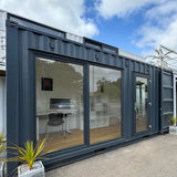 CONVERSIÓN PERSONALIZADA DE CONTENEDOR DE ENVÍO DE 20 x 8 pies | Edificio portátil | Oficina de jardín