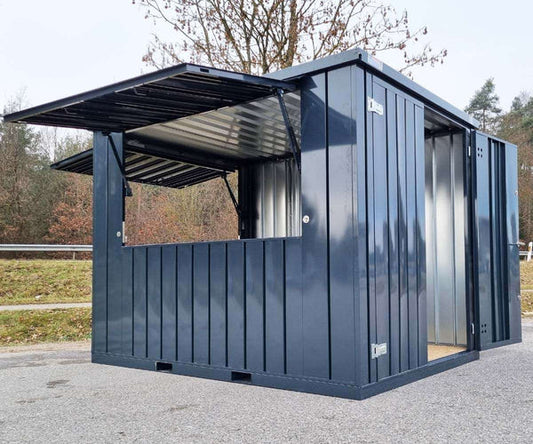 Contenedor de venta de 4m con 2 trampillas de venta