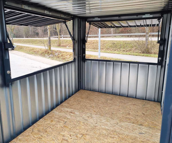 Contenedor de venta de 4m con 2 trampillas de venta